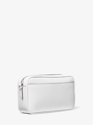 Michael Kors Jet Set Small Pebbled Leather Double-Zip Camera Bag - Optic White