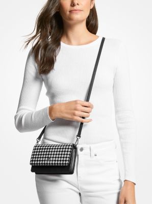 Jet Set Small Houndstooth Printed Calf Hair Smartphone Crossbody