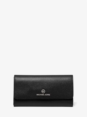 MICHAEL KORS Jet Set Black Pebbled Leather Wallet