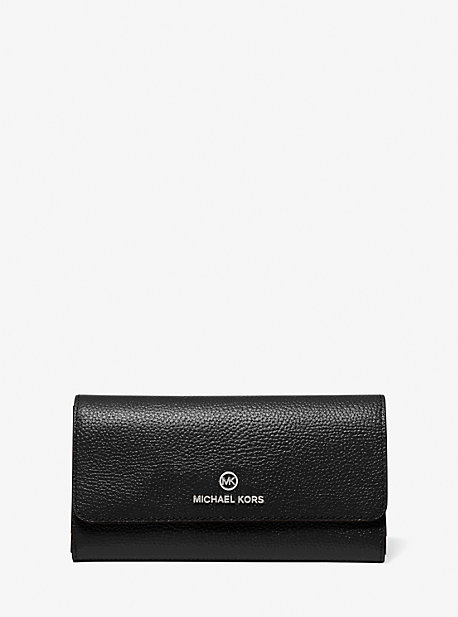 마이클 마이클 코어스 지갑 Michael Michael Kors Large Pebbled Leather Tri-Fold Wallet,BLACK