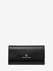 Large Pebbled Leather Tri-Fold Wallet - BLACK - 32F1ST9E3L