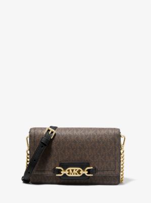 Michael Kors Ladies Heather Extra-Small Logo Crossbody Bag - Brown/Acorn