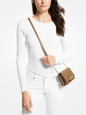 Michael Kors Jet Set Large Saffiano Leather Crossbody Bag in Husk