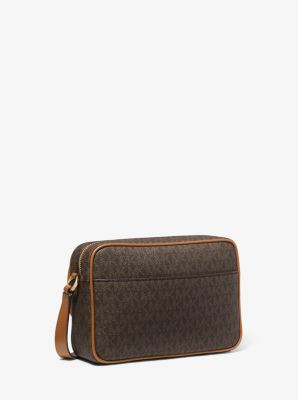 Michael Kors Parker Medium Empire Logo Jacquard Crossbody Bag For Women (Black, OS)