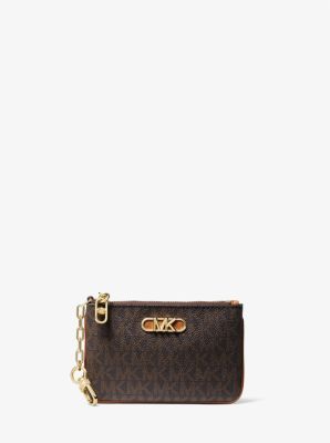  Michael Kors Leather Jet Set Travel Top Zip Card Case Wallet  Coin Pouch Brown : Clothing, Shoes & Jewelry