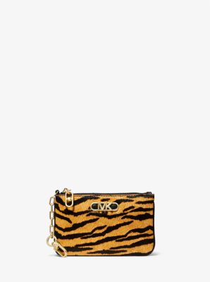 Parker Small Tiger Print Calf Hair Zip Card Case