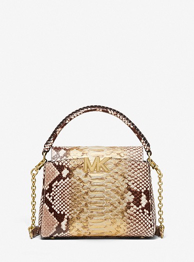 Karlie Small Two-tone Snake Embossed Leather Crossbody Bag | Michael Kors