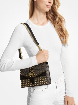 Greenwich Small Studded Metallic Logo Crossbody Bag image number 3