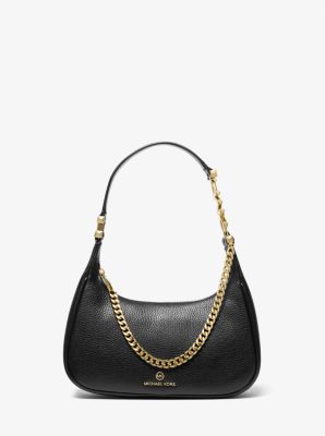 Michael kors black leather sale hobo bag