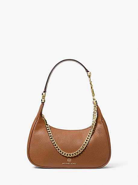 MK Piper Small Pebbled Leather Shoulder Bag - Luggage Brown - Michael Kors