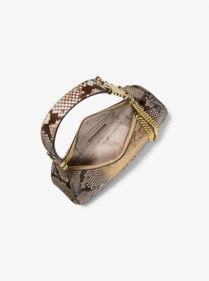 Petit sac à épaule Piper en cuir gaufré à motif de serpent à deux tons image number 1