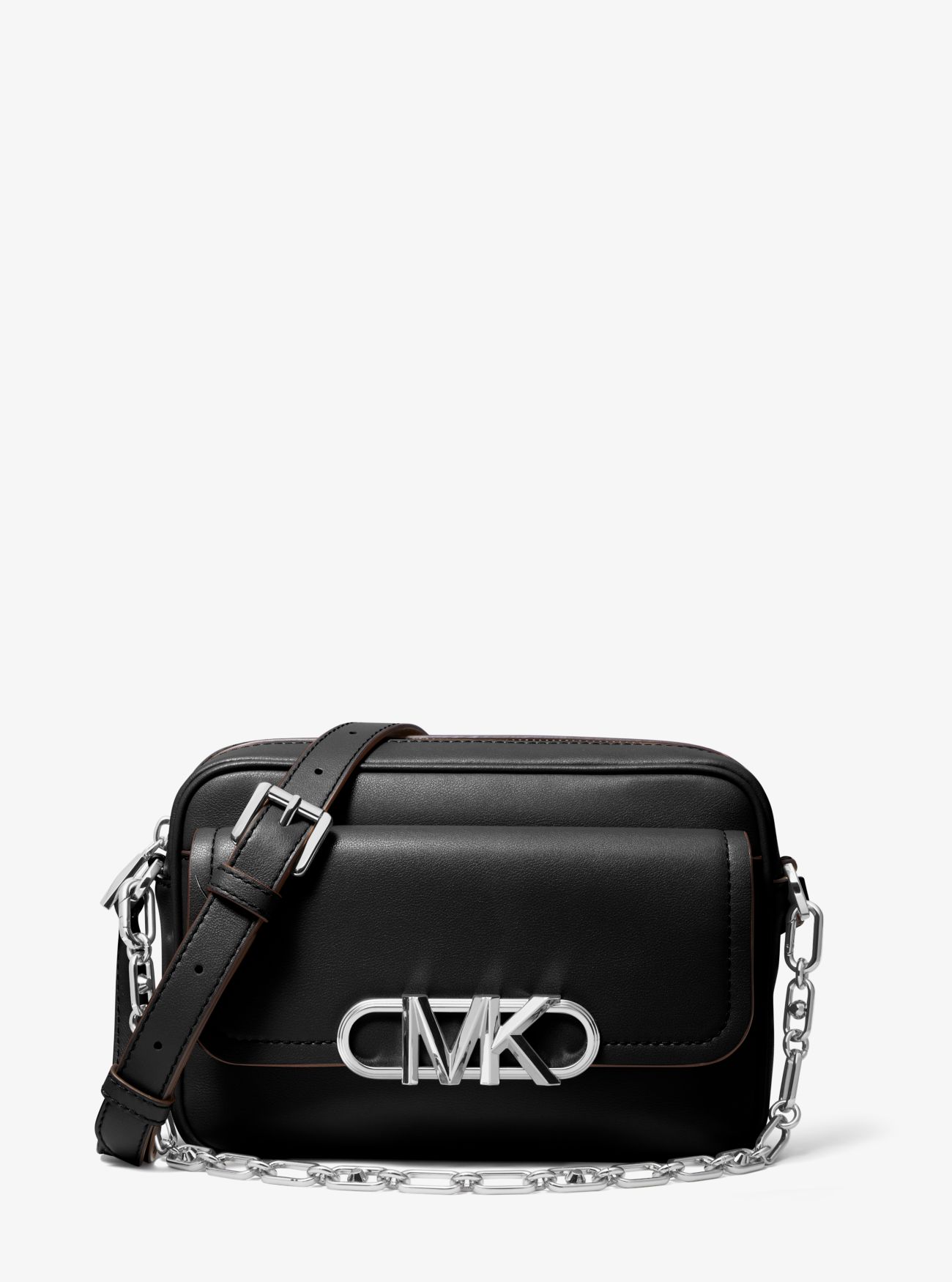 MK Parker Medium Leather Crossbody Bag - Black - Michael Kors