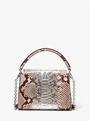 Karlie Small Two-Tone Snake Embossed Leather Crossbody Bag