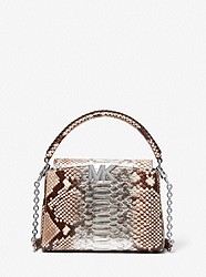 Karlie Small Two-Tone Snake Embossed Leather Crossbody Bag - SILVER - 32F2SCDC5G
