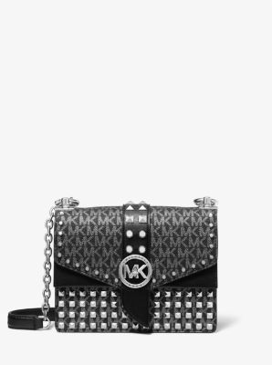 Greenwich Small Studded Metallic Logo Crossbody Bag | Michael Kors