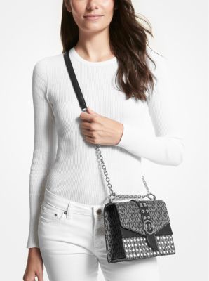 Greenwich Small Studded Metallic Logo Crossbody Bag