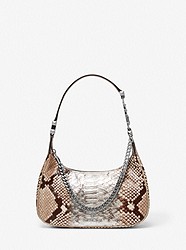 Piper Small Two-Tone Snake Embossed Leather Shoulder Bag - SILVER - 32F2SP1C1M