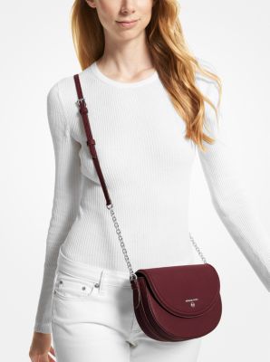 Michael Kors Jet Set Travel Medium Saffiano Leather Multifunctional Phone Crossbody  Wallet Handbag (Merlot)