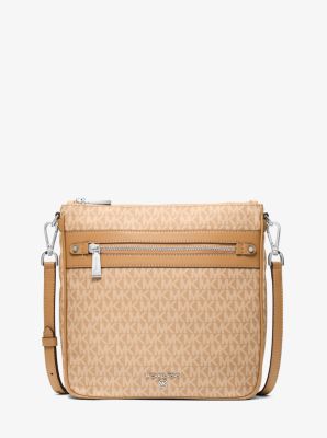 Jet Set Large Logo Print Woven Crossbody Bag