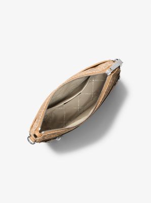 Jet Set Large Logo Print Woven Crossbody Bag