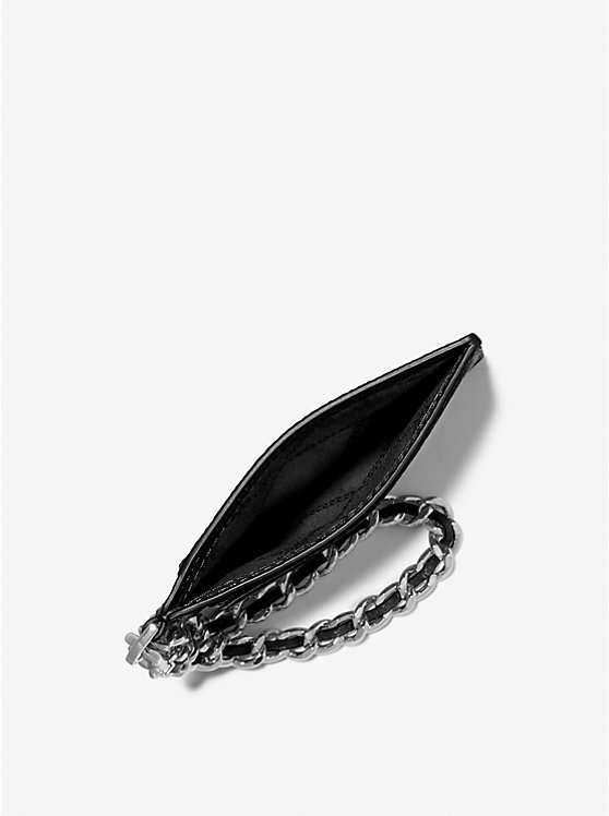 Small Pebbled Leather Chain Card Case image number 1