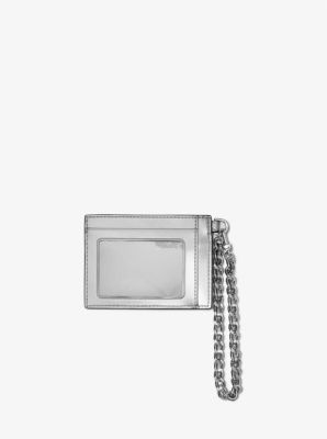 Petit porte-cartes &agrave; logo m&eacute;tallis&eacute; et &agrave; cha&icirc;ne