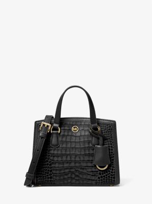 Chantal Extra Small Crocodile Embossed Leather Messenger Bag