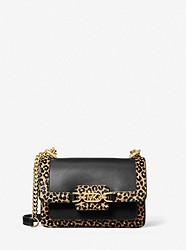 Heather Extra-Small Leather and Leopard Print Calf Hair Crossbody Bag - BLACK COMBO - 32F3G7HC0H