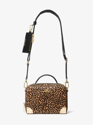 Estelle Small Leopard Print Calf Hair Satchel Michael Kors