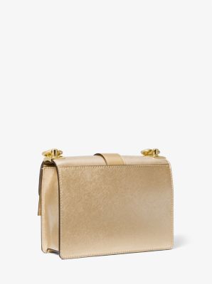 Borsa a tracolla Greenwich piccola in pelle Saffiano metallizzata