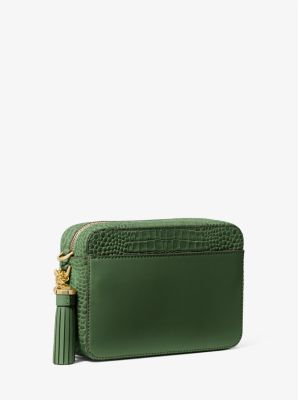 Jet Set Medium Crocodile Embossed Leather Crossbody Bag in AMAZON