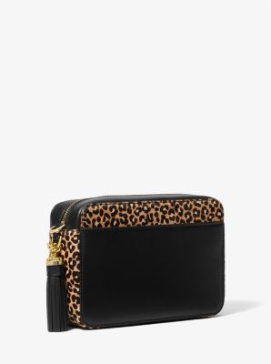 Jet Set Medium Leopard Print Calf Hair Crossbody Bag Michael Kors