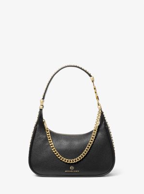 Michael Kors Rosemary Large Logo Shoulder Bag Tote Black Pebbled