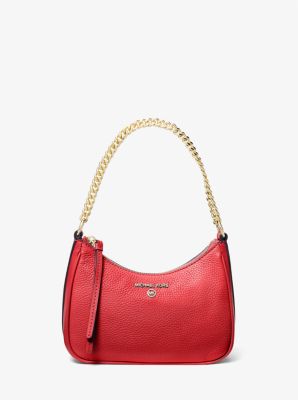 Michael Kors Jet Set Charm Small Pebbled Leather Pochette In Red