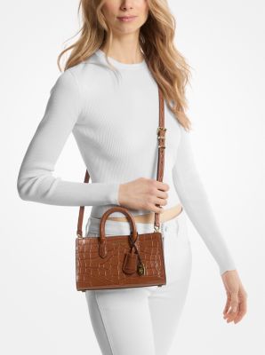 Très petit sac à bandoulière Scarlett en cuir gaufré à motif de crocodile