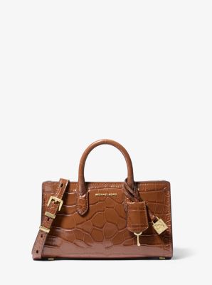 MICHAEL KORS MERCER CROCO EMBOSSED SATCHEL offers PURSE LEATHER BAG WITH CHAIN STRAP