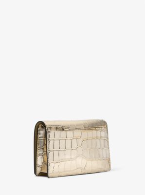 Jet Set Medium Metallic Crocodile Embossed Leather Crossbody Bag image number 2