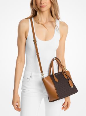 Taryn Small Signature Logo and Leather Convertible Crossbody Bag