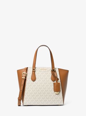 Taryn Small Signature Logo and Leather Convertible Crossbody Bag