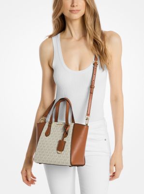 Taryn Small Signature Logo and Leather Convertible Crossbody Bag image number 3