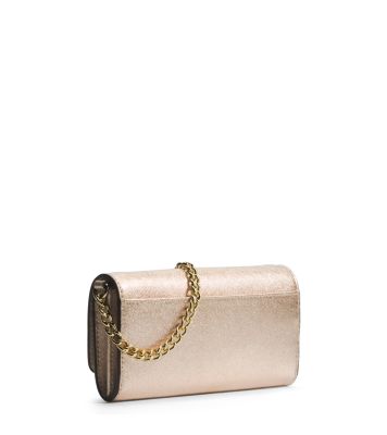 Michael kors rose gold metallic best sale wristlet