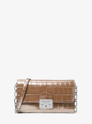 Tribeca Large Crocodile Embossed Leather Convertible Crossbody Bag image number 0