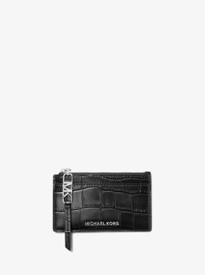 MK Empire Small Crocodile Embossed Leather Card Case - Black - Michael Kors MICHAEL Michael Kors