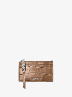 MK Empire Small Crocodile Embossed Leather Card Case - Brown - Michael Kors MICHAEL Michael Kors