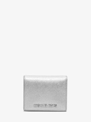 Travel Metallic Saffiano Leather Card Holder