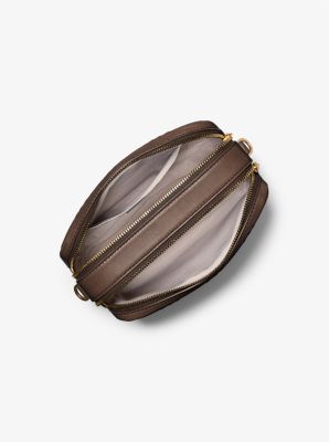 Borsa a tracolla Bryant media in pelle brunita con logo in rilievo image number 1