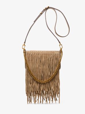 MK Wandelbare Pochette Bryant Small Aus Wildleder Mit Fransen - Natur