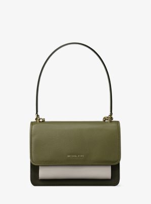 Borsa a tracolla Claire piccola in pelle color-block in PISTACCHIO MULTI | Michael Kors