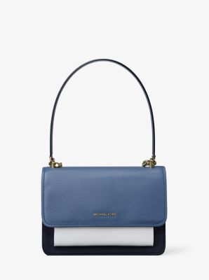 Thumbnail - MK Umhängetasche Claire Small Aus Leder In Blockfarben - Blau - Michael Kors