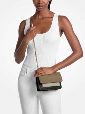 Petit sac à bandoulière Claire en cuir à couleurs contrastées in HUSK MULTI | Michael Kors